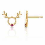 14k Madi K Red CZ Reindeer Post Earrings - Lifestyle View