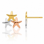 14k Madi K with Rose and White Rhodium Polished Stars Post Earrings - Lifestyle View