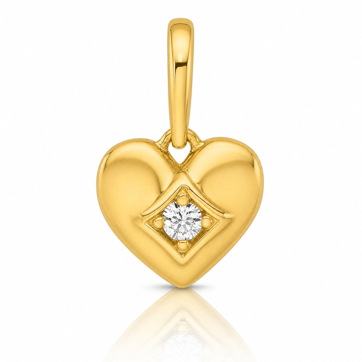 14k Madi K Polished CZ Heart Pendant - Lifestyle View