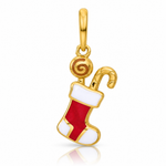 14k Madi K Polished Red/White Epoxy Christmas Stocking Pendant - Lifestyle View