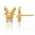 14k Madi K Polished CZ Reindeer Post Earrings - Lifestyle View