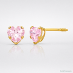 14k Madi K 4mm Pink CZ Heart Earrings - Lifestyle View