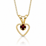 14k Madi K 3mm Garnet Heart Birthstone Necklace - Lifestyle View