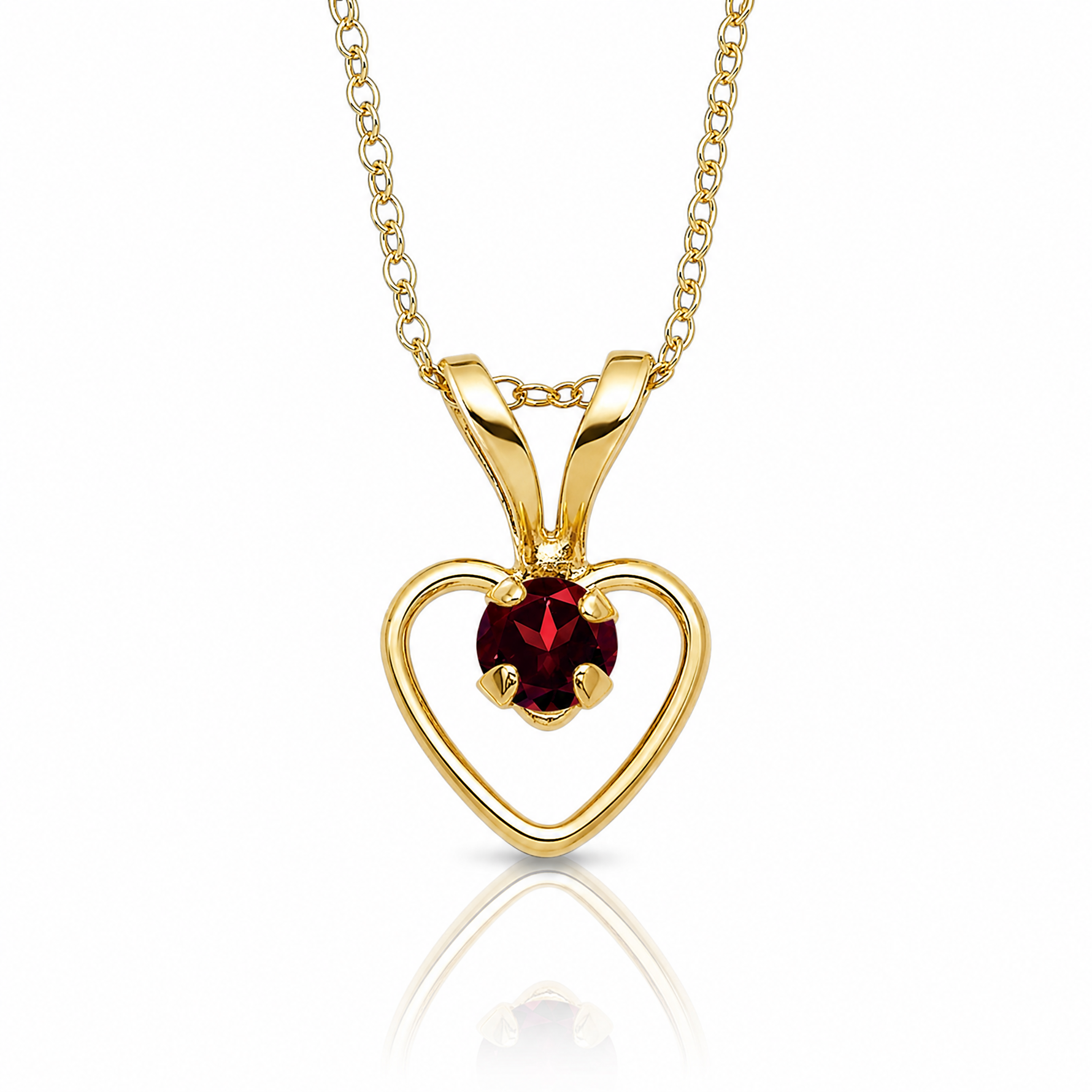 14k Madi K 3mm Garnet Heart Birthstone Necklace - Lifestyle View