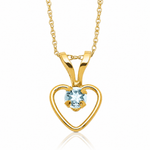 14k Madi K 3mm Aquamarine Heart Birthstone Necklace - Lifestyle View