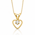 14k Madi K 3mm White Zircon Heart Birthstone Necklace - Lifestyle View