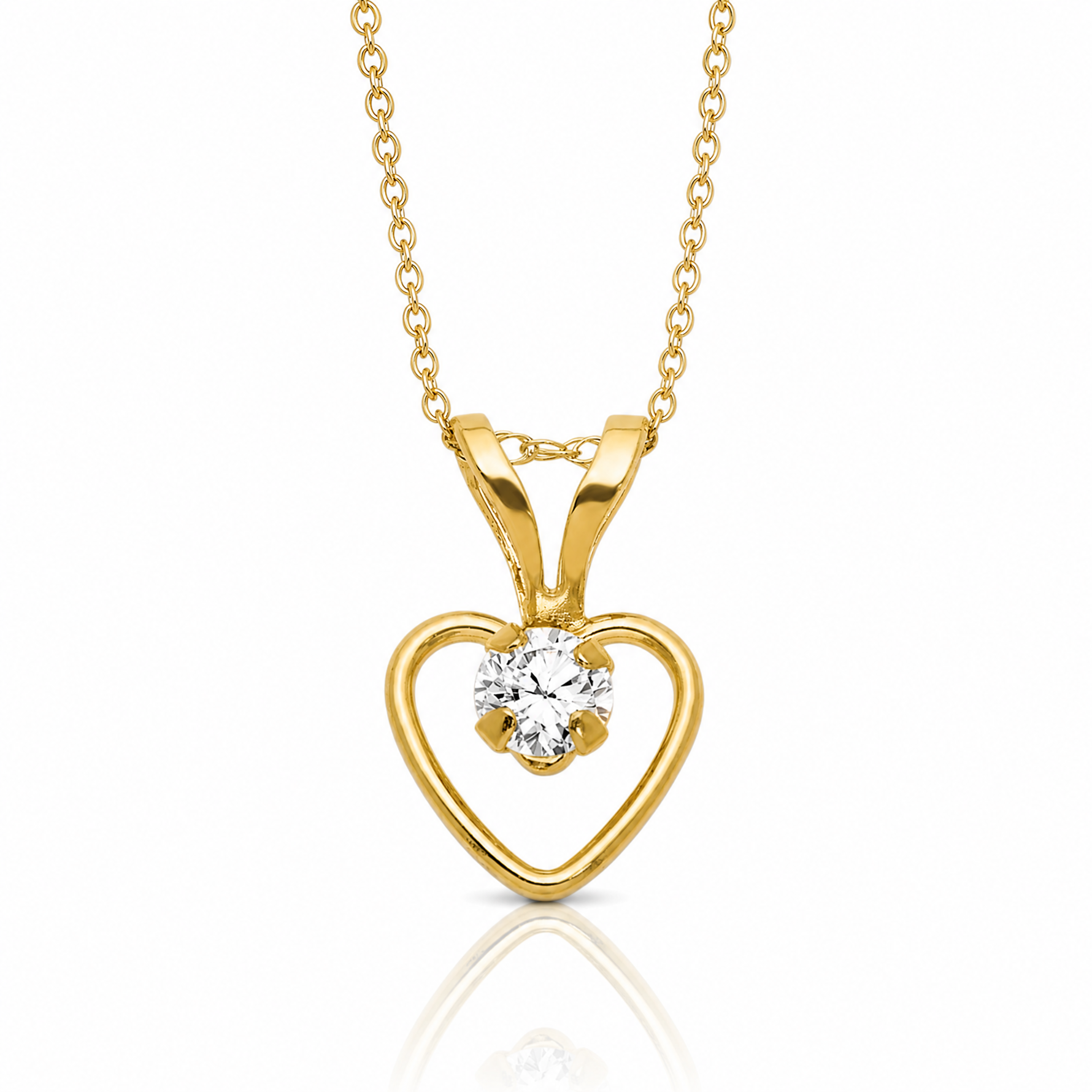 14k Madi K 3mm White Zircon Heart Birthstone Necklace - Lifestyle View