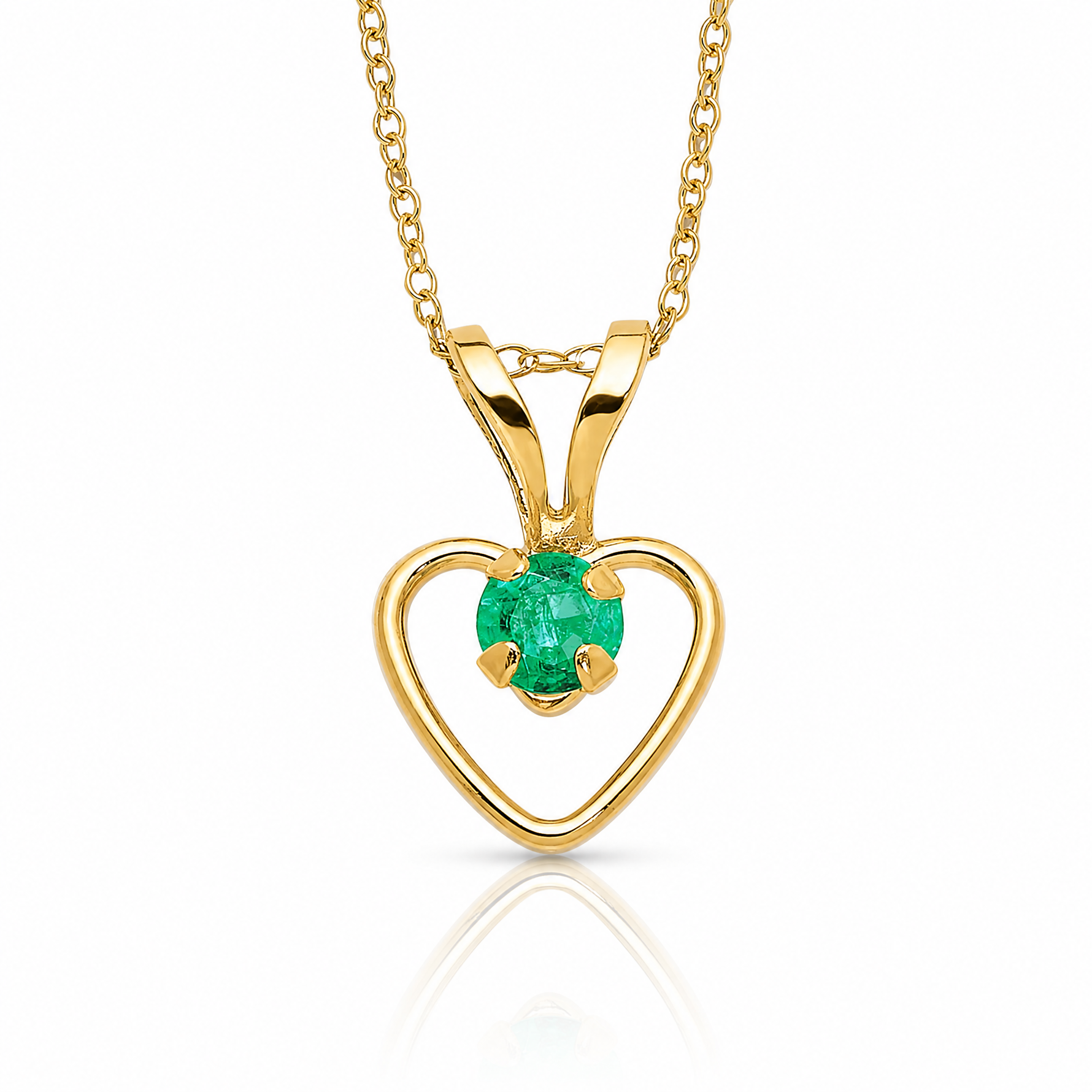 14k Madi K 3mm Emerald Heart Birthstone Necklace - Lifestyle View