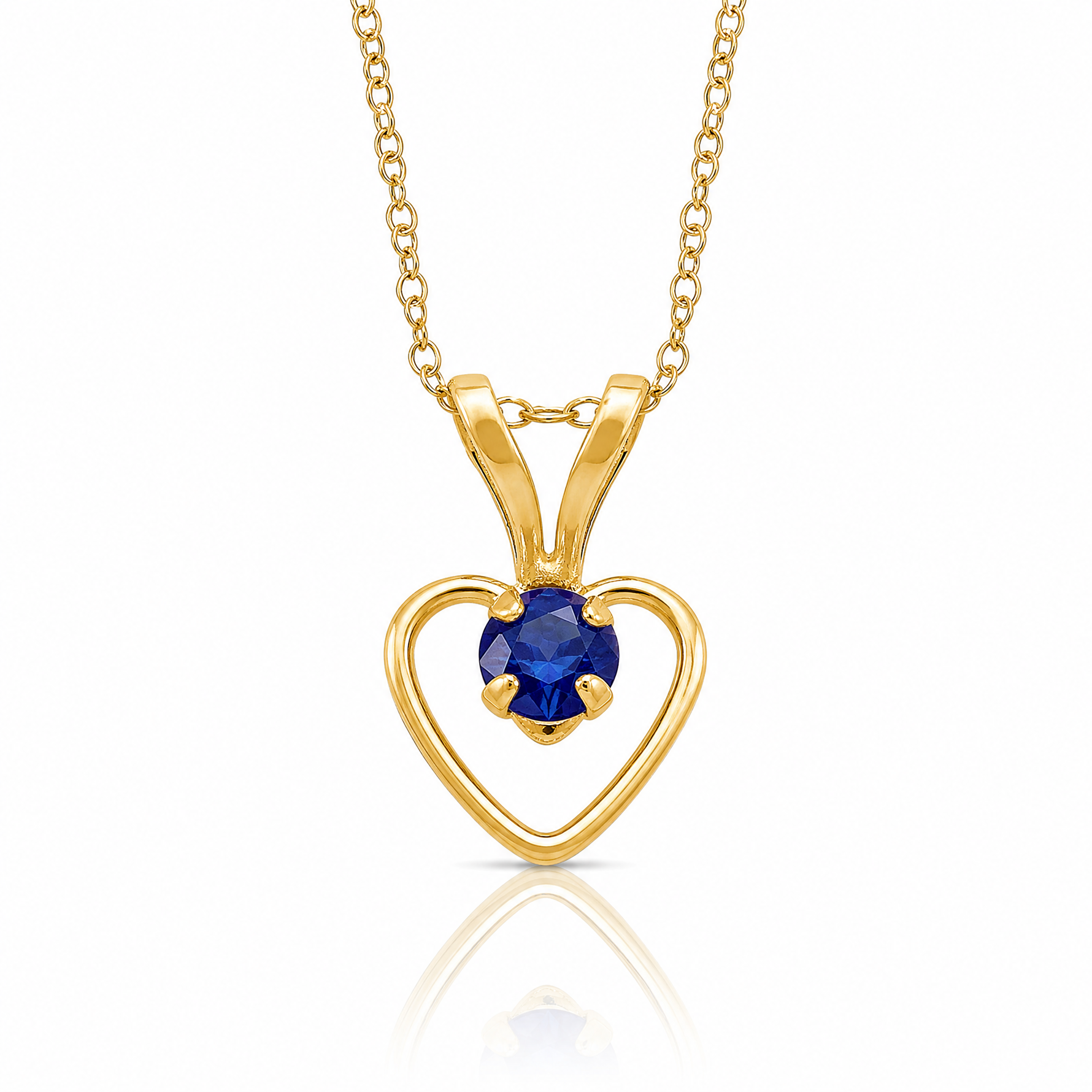 14k Madi K 3mm Sapphire Heart Birthstone Necklace - Lifestyle View
