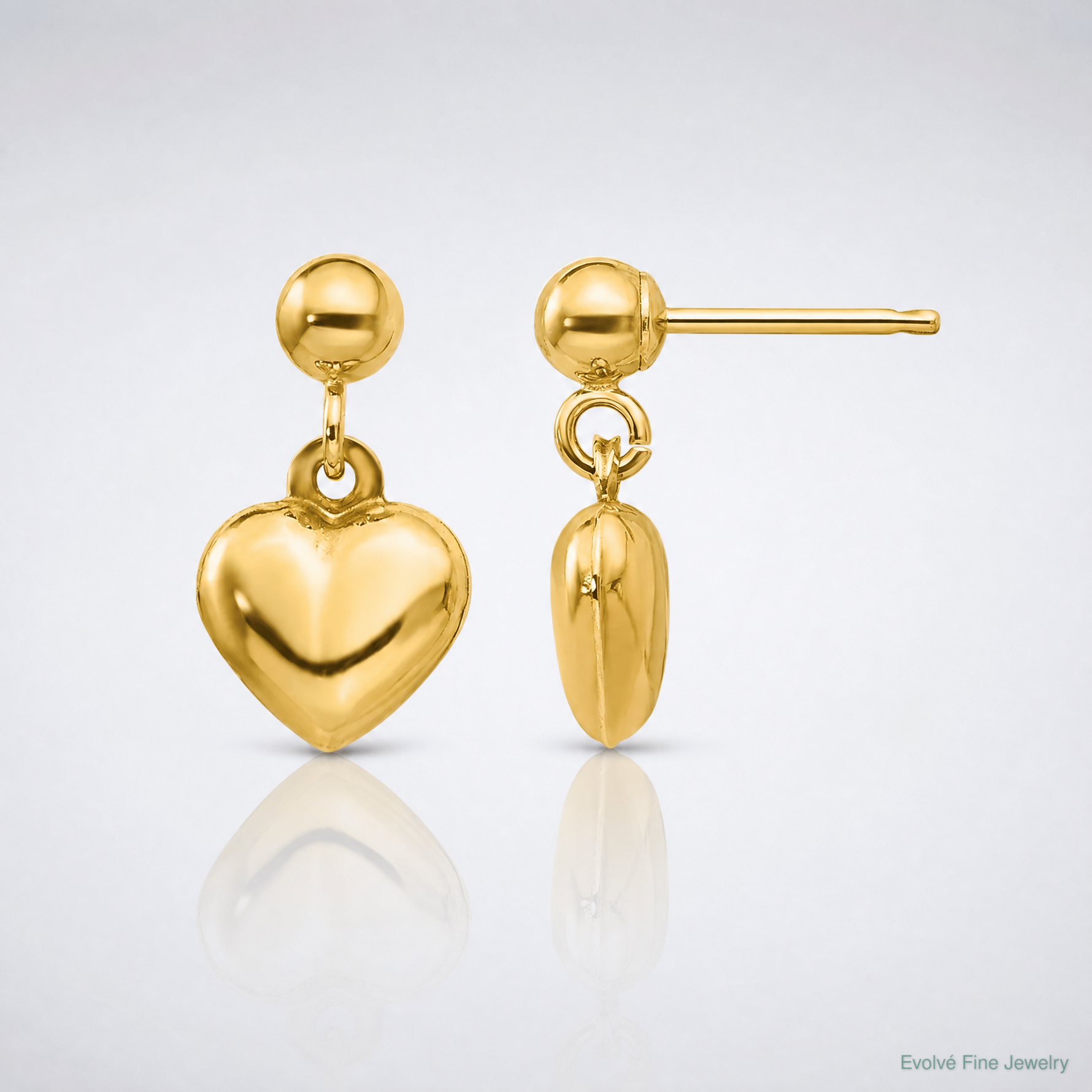 14k Madi K Puffed Heart Post Dangle Earrings - Lifestyle View