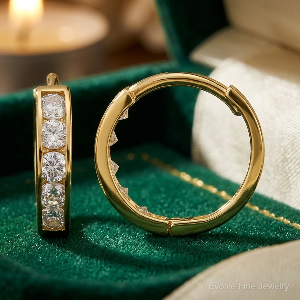 14k Madi K CZ Hinged Hoop Earrings - Lifestyle View