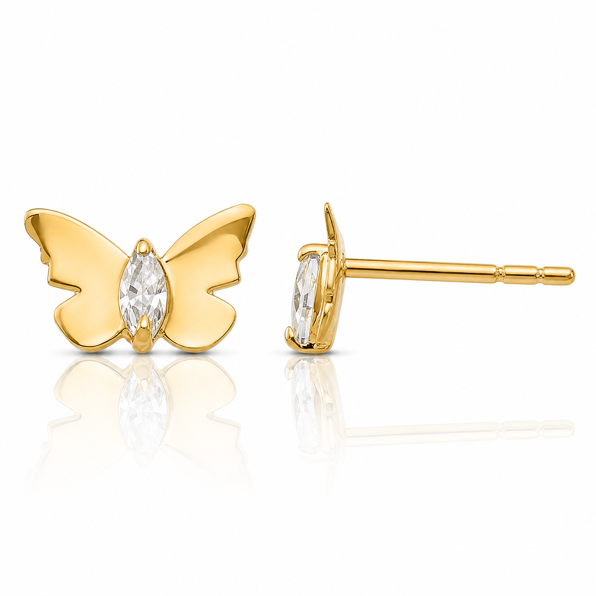 14k Madi K CZ Butterfly Baby Post Earrings - Lifestyle View
