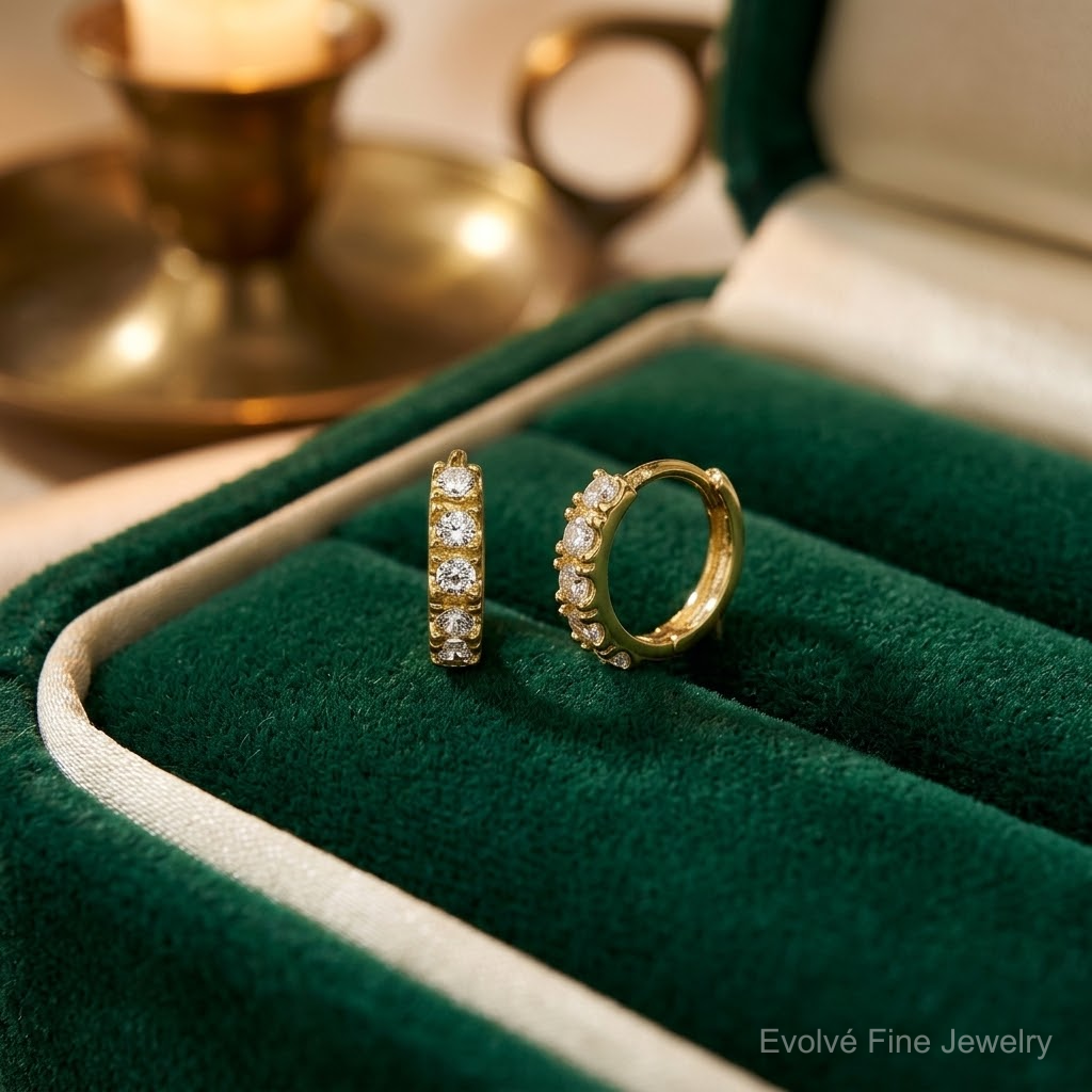 14k Madi K CZ Children's Hinged Hoop Earrings - Lifestyle View
