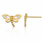14k Madi K CZ Children's Dragonfly Post Earrings - Lifestyle View