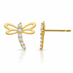14k Madi K CZ Children's Dragonfly Post Earrings - Lifestyle View