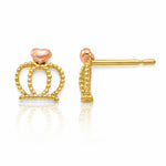 14k Yellow & Rose Madi K Gold Children's Crown Post Earrings - Lifestyle View