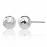 14K White Gold Polished Diamond Cut 7MM Ball Post Earrings - Lifestyle View