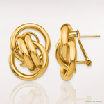 14k Polished Fancy Omega Back Post Earrings - Lifestyle View
