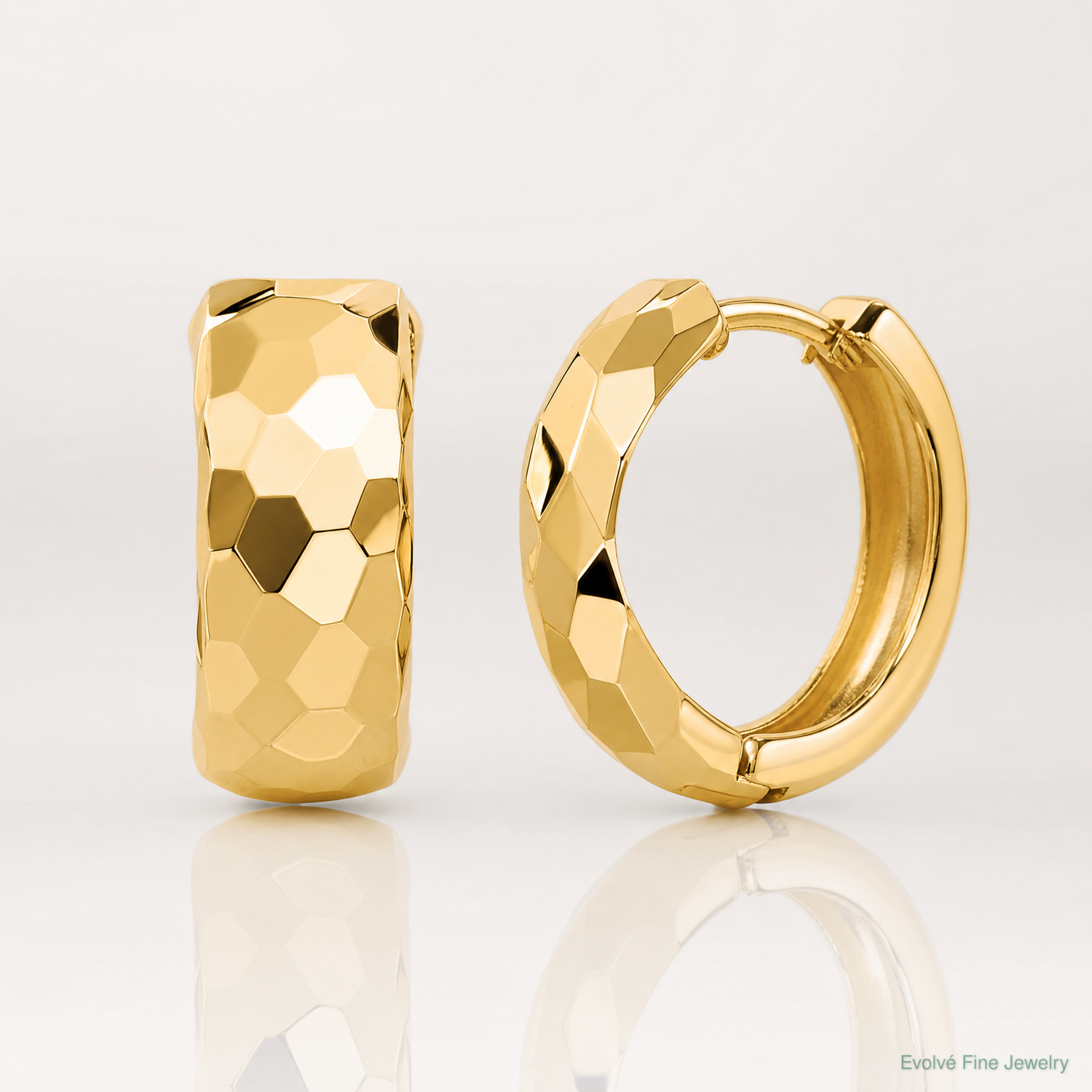 14k Faceted & Polished Hinged 6mm Hoop Earrings - Lifestyle View