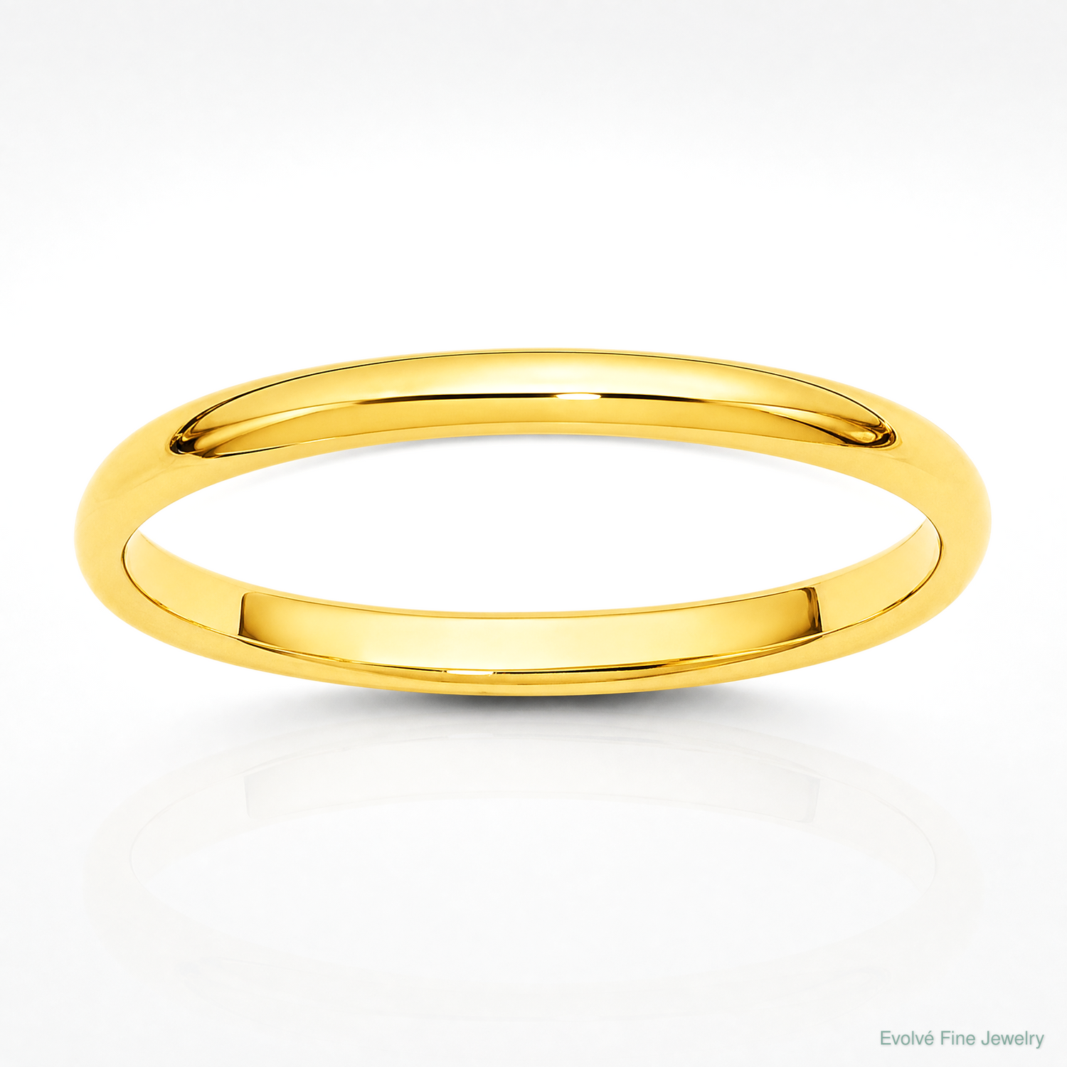 14KY 2mm Half-Round Wedding Band Size 4 - Lifestyle View