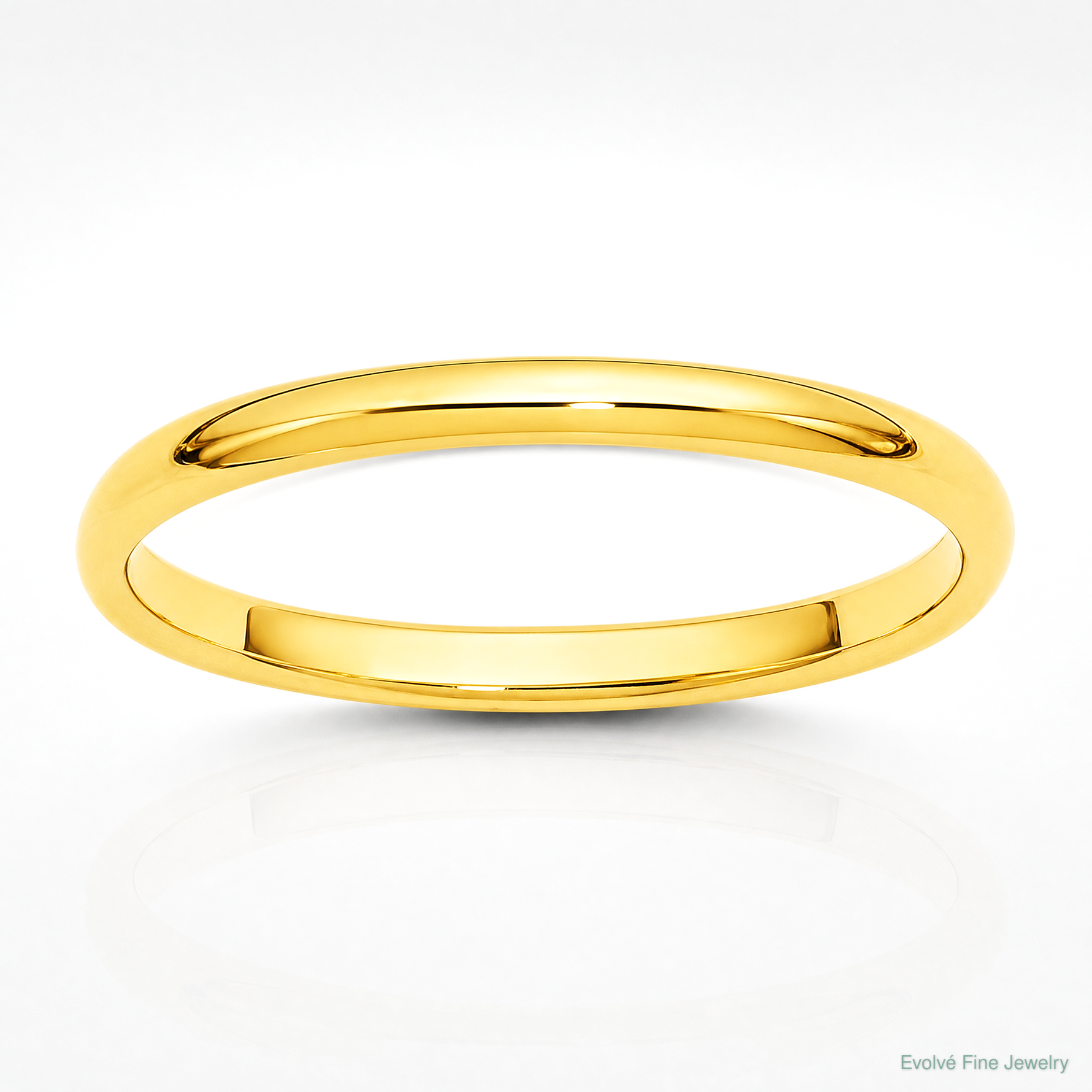 14KY 2mm Half-Round Wedding Band Size 4 - Lifestyle View