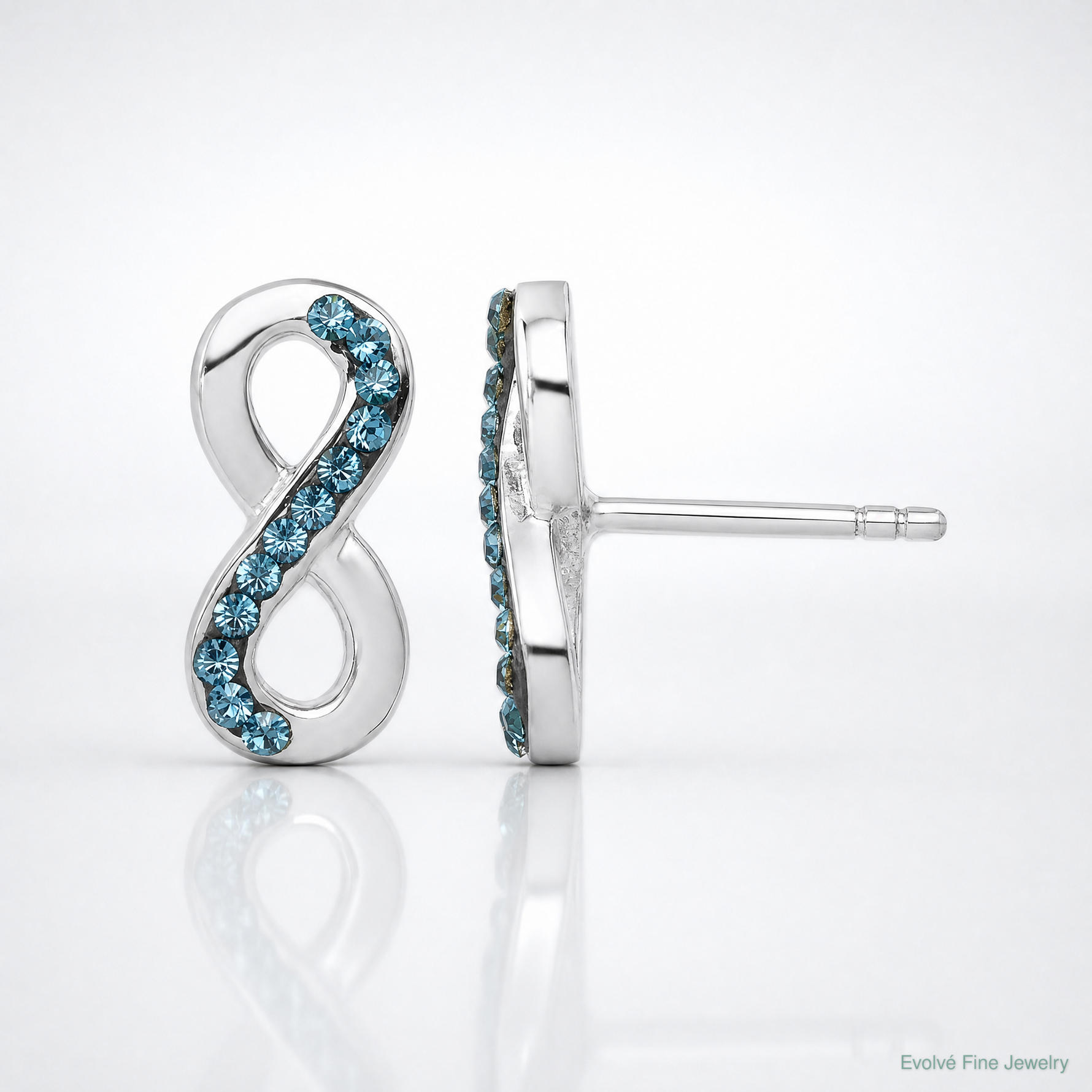 Sterling Silver Rhodium-Plated Polished Crystal Eternity Post Earrings - Lifestyle View