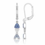 Sterling Silver Rhodium-Plated Blue Crystal Bonefish Dangle Earrings - Lifestyle View