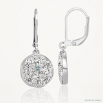 Sterling Silver Rhodium-Plated Polished Crystal Sand Dollar Dangle Earrings - Lifestyle View