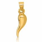 14k Polished Hollowed Italian Horn Pendant - Lifestyle View