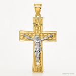 14k w/Rhodium  Polished and Diamond-cut Crucifix Pendant - Lifestyle View
