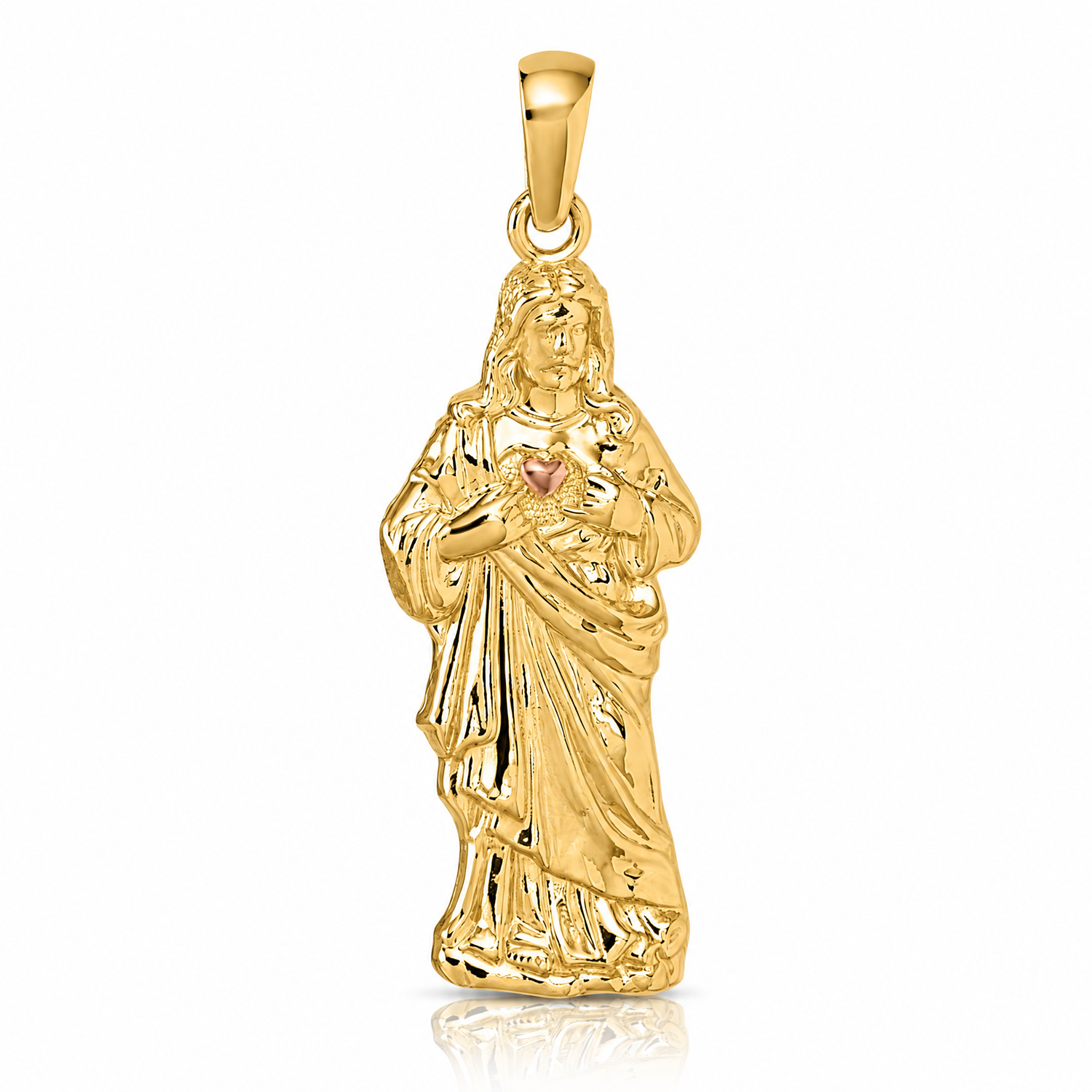 14k with Rose-tone Polished Sacred Heart of Jesus Pendant - Lifestyle View