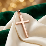 14k Rose Gold Cross Pendant - Lifestyle View
