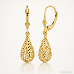 14k Polished Diamond-Cut Filigree Dangle Leverback Earrings - Lifestyle View