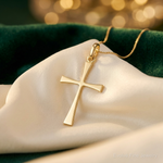 14k Polished Cross Pendant - Lifestyle View