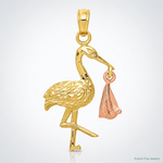 14k Two-tone Stork Pendant - Lifestyle View
