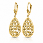 14k Teardrop Filigree Dangle Leverback Earrings - Lifestyle View