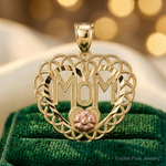 14k Two-tone MOM in Heart Frame Charm - Lifestyle View