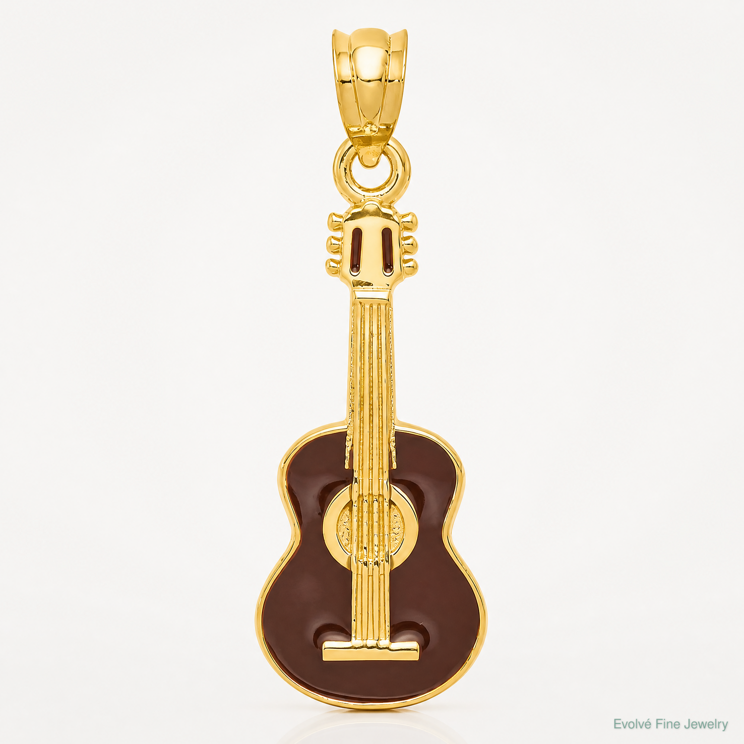 14k Enameled Guitar Pendant - Lifestyle View