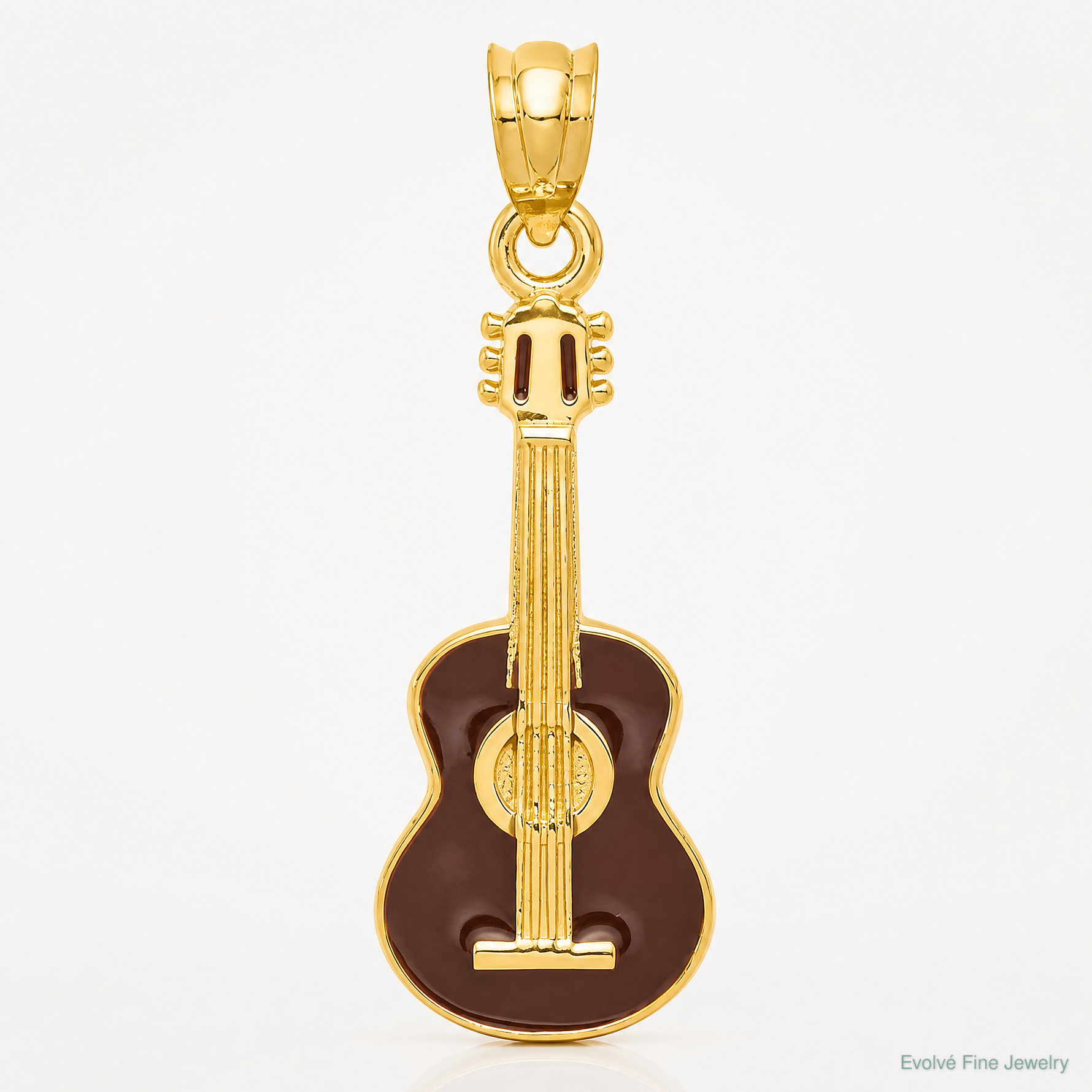 14k Enameled Guitar Pendant - Lifestyle View