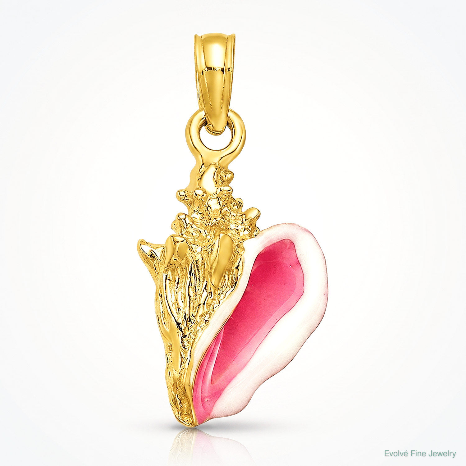 14k Enameled 3-D Conch Shell Pendant - Lifestyle View