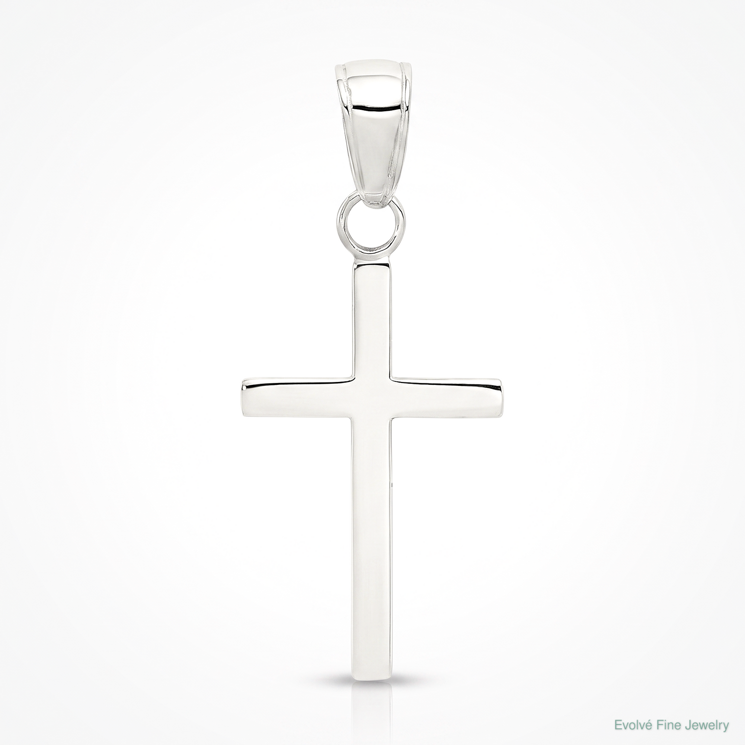14k White Gold Polished Cross Pendant - Lifestyle View