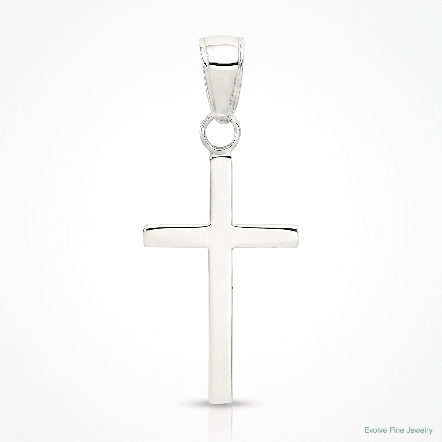 14k White Gold Polished Cross Pendant - Lifestyle View