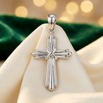 14k White Gold Polished Cross Charm - Lifestyle View