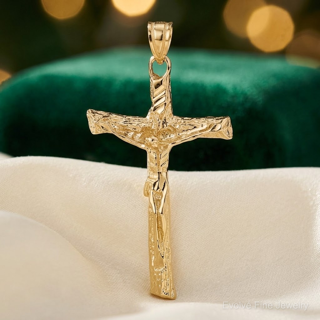 14k Crucifix Pendant - Lifestyle View