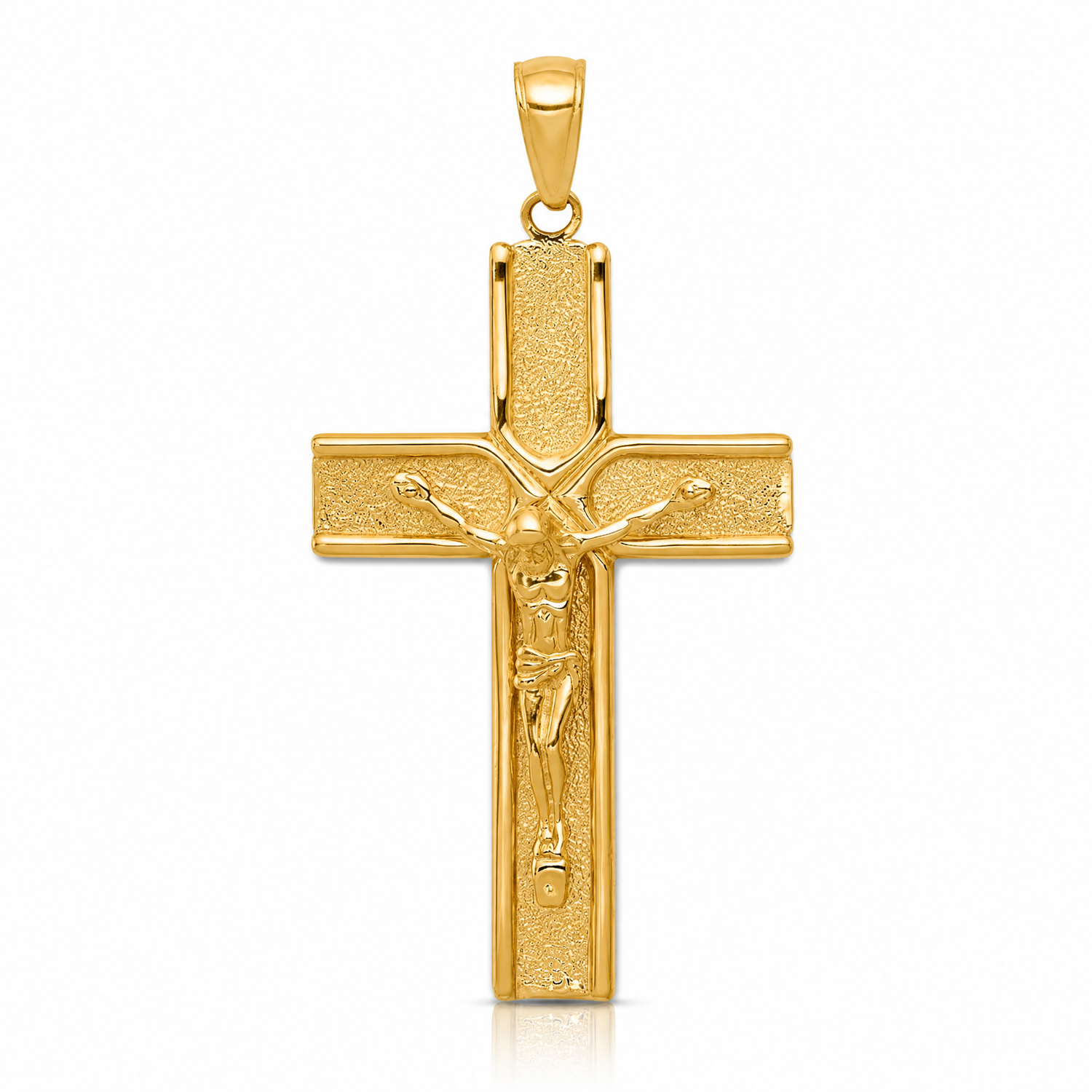 14k Satin Finish Crucifix Pendant - Lifestyle View