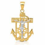 14k Two-tone Mariner's Crucifix Pendant - Lifestyle View