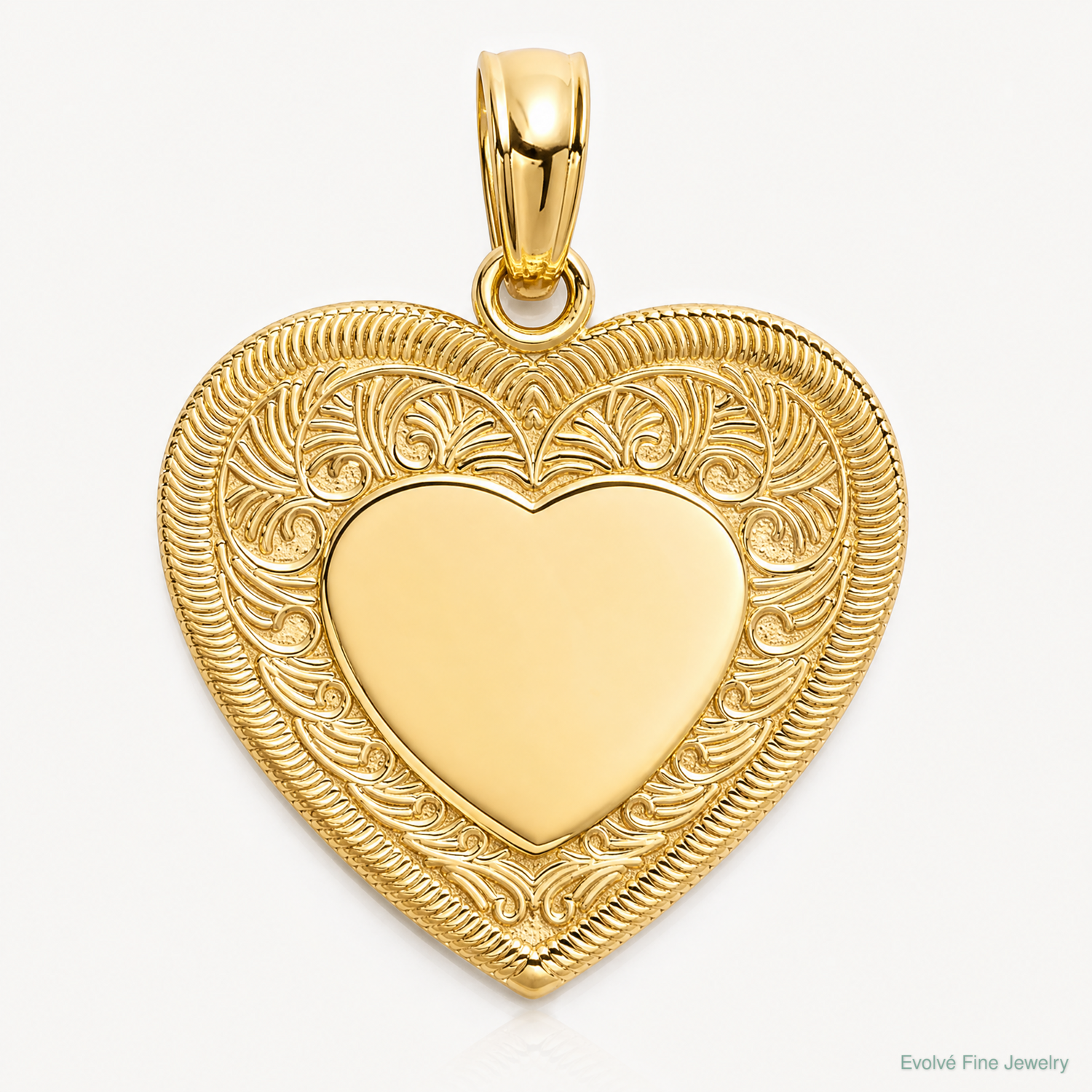 14K Polished Heart Pendant - Lifestyle View