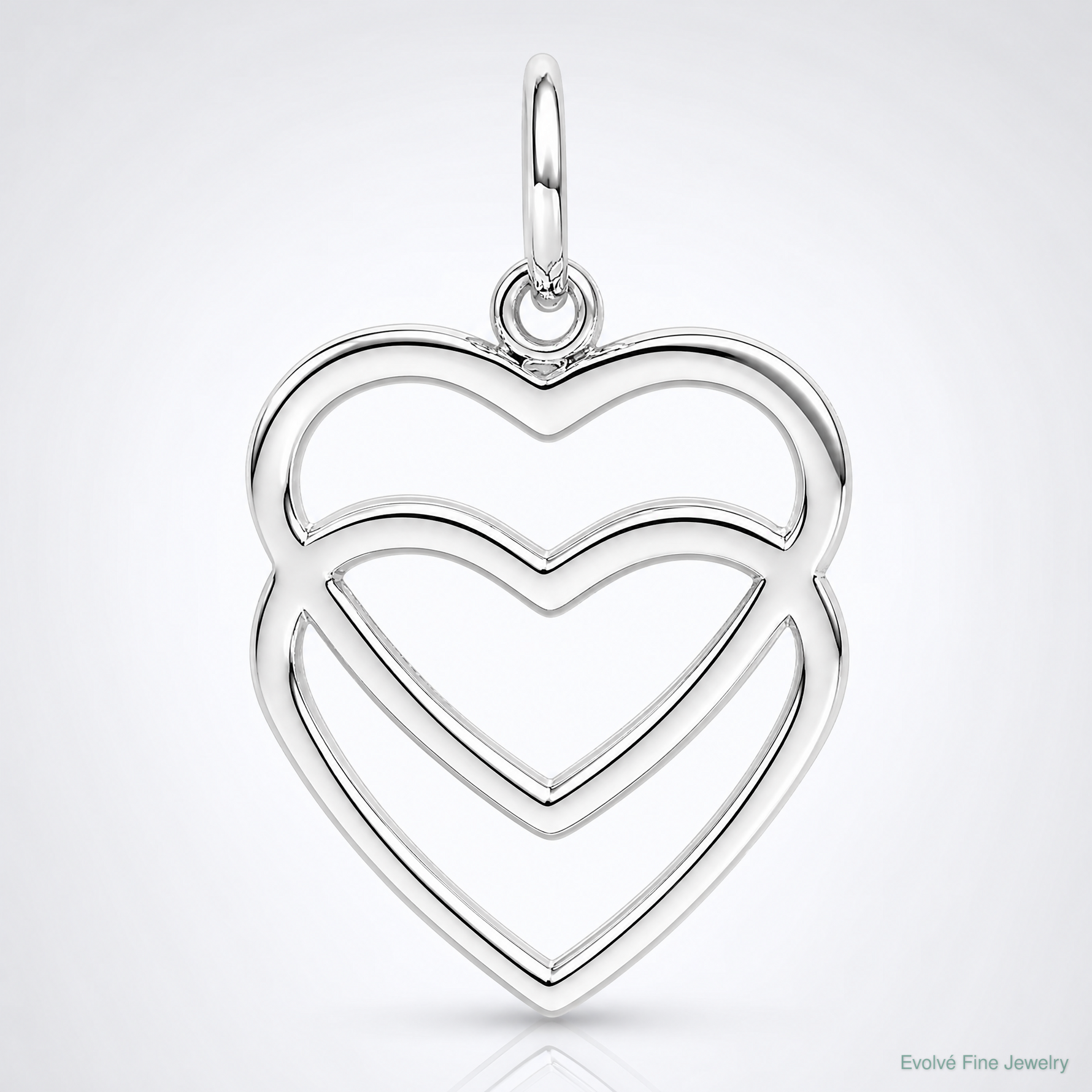 14k White Gold Double Heart Charm - Lifestyle View