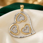 14K w/ Rhodium Polished Hearts Inside Heart Pendant - Lifestyle View
