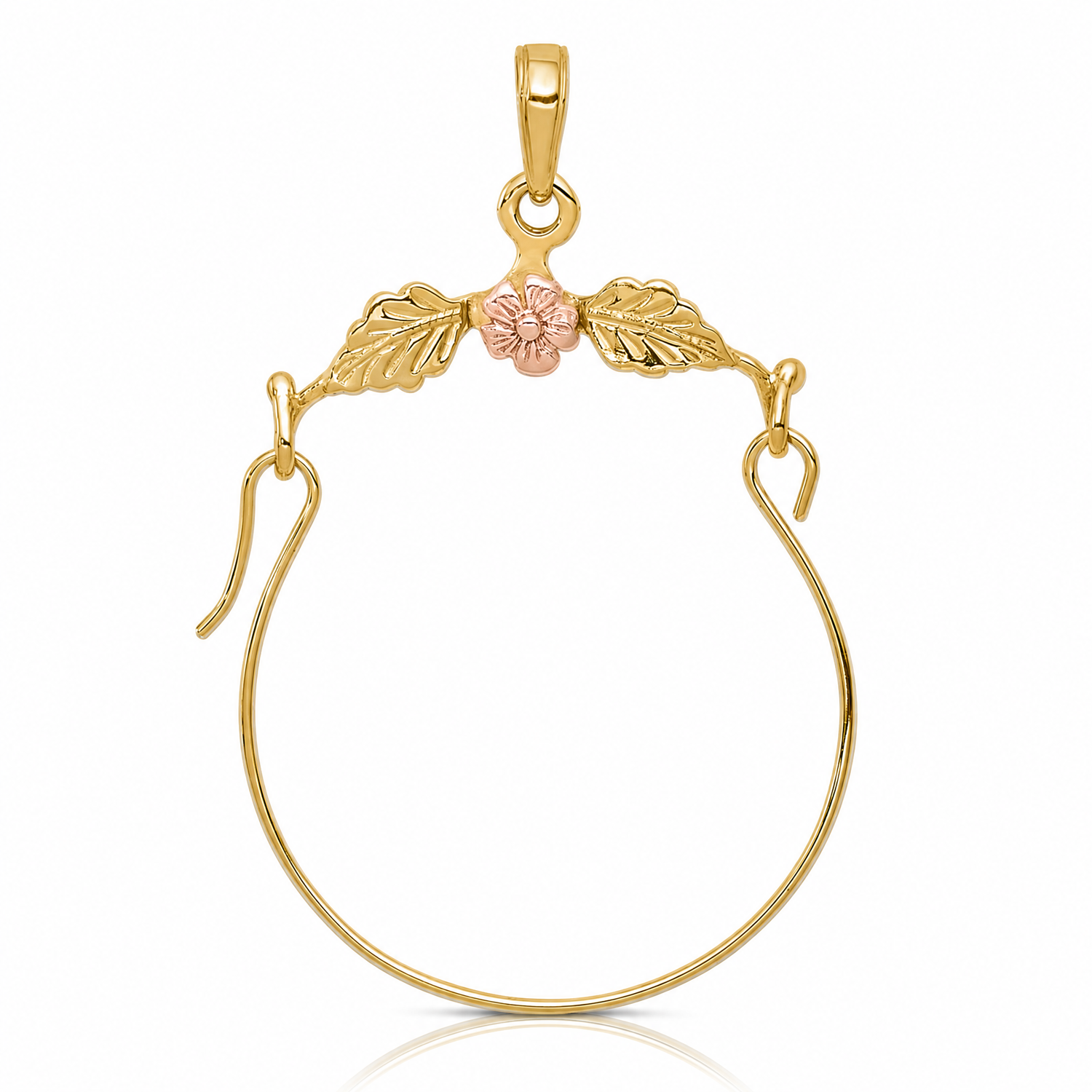 14k Two-tone Leaves w/Flower Charm Holder - Lifestyle View